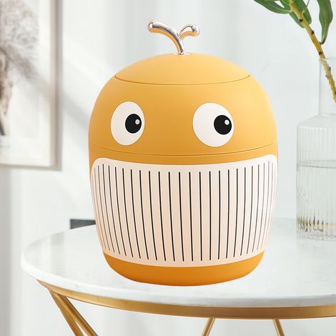 Kleiner Wal-Mülleimer, Mini, niedlich, leicht, luxuriös, tragbar, multifunktional, ideal für Büro, Teetisch, Strohgelb (1/5)
