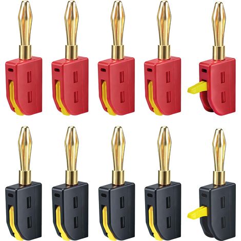 10 Pièces Fiche Banane 4mm Prise Banane 32A Connexion Rapide Haute Performance pour Boîtiers de Câbles Amplificateurs de Puissance Récepteur Systèmes Stéréo