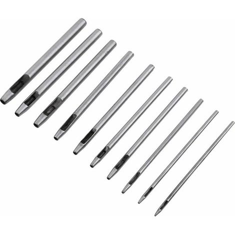 Lot de 10 emporte-pièces (0,5-5 mm) pour ceintures, outils pour le travail du cuir et loisirs créatifs. (1/5)