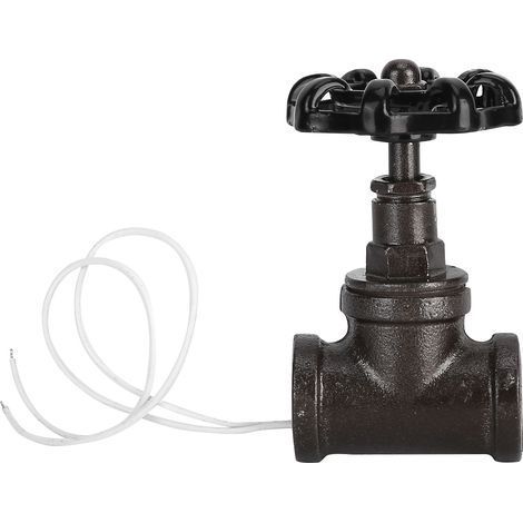 Valve de lampe Steampunk Vintage 1/2 pouces, Table en fer noir, arrêt de fil blanc (1/5)