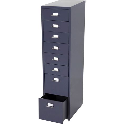 [NON UTILIZZATO] Cassettiera classificatore ufficio mobile Boston T851 con ruote 8 cassetti 110x28x41cm antracite