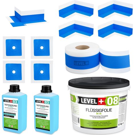 LEVEL+ Dichtset für Duschabdichtung Bad Dichtband Flüssigfolie 9,5kg SET320 (1/5)