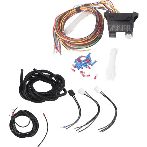Kit de faisceau électrique 12V 8 circuits avec fusibles universel pour voiture muscle, hot rod, street rat (1/5)