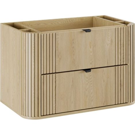 Waschtischunterschrank KORI 80 cm helles Eichenholz – 2 Schubladen – hängend