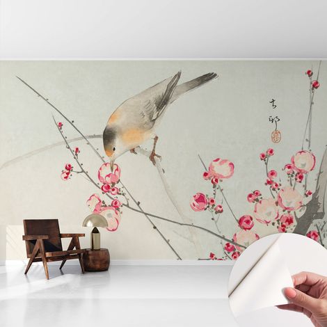 Papier peint autocollant adhésif avec motifs pour salon et chambre accessoire stylé pour votre intérieur Oiseau fleuri 416x254 cm (1/5)