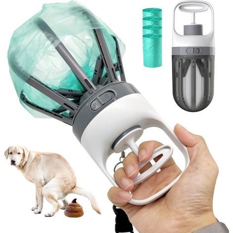 Ramasse-crottes pour chien – Conception mains libres – Rotation à 360° – Porte-sac intégré – 4 rouleaux (60 sacs) – Sans odeur – Convient à tous les types de chiens – Avec-AquaForge (1/5)