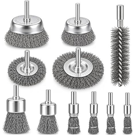 Brosse Métallique pour Perceuse, 6 mm Tige Hexagonale Brosse Metal, 11 PCS (1/5)