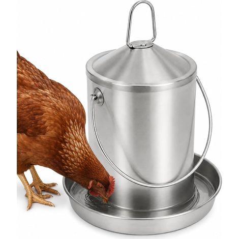 Abreuvoir de Poulet 3 L, Acier Inoxydable 304, sans BPA, Distributeur d'eau pour volaille (1/5)