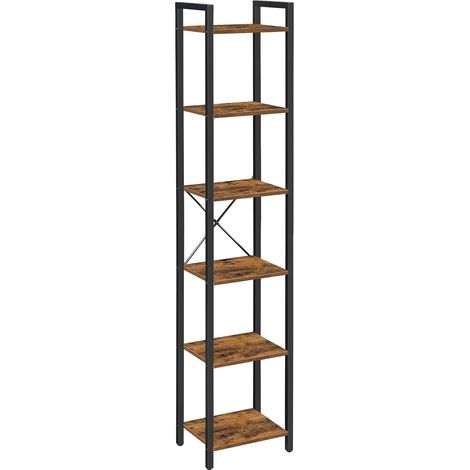 Vasagle – Bibliothèque 6 niveaux – Étagère ouverte en aggloméré et acier – Dimensions 40 x 30 x 186 cm – Capacité 50 kg – Pour bureau, salon, chambre