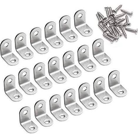 Staffa di fissaggio a 90° in acciaio inox – Supporto L 20 x 20 x 16 mm – Confezione da 20 – Spessore 2 mm per rinforzo mobili (1/5)