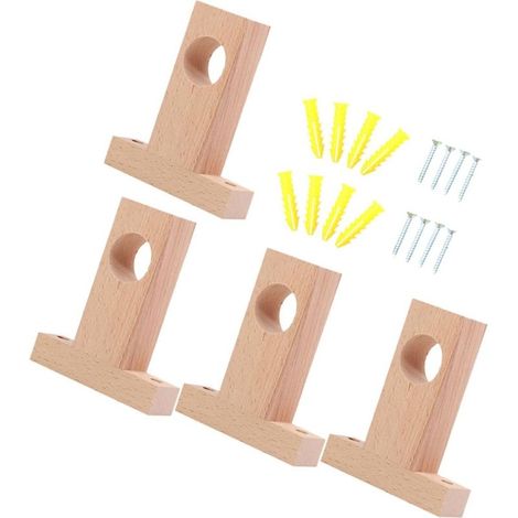 Pices Support Tringle Bois Naturel Porte Rideaux Robuste (1/5)