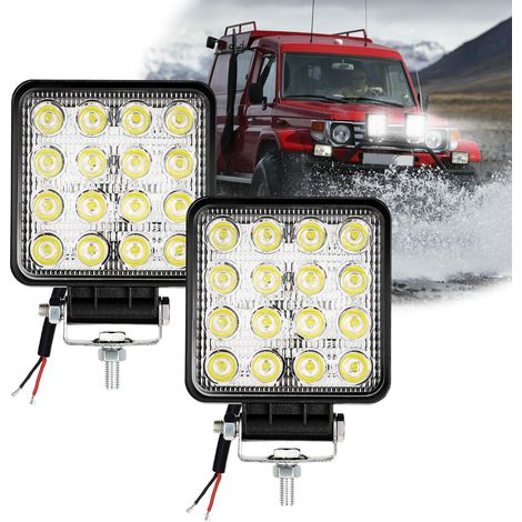 Randaco LED Arbeitsscheinwerfer 48W LED Scheinwerfer Rechteck IP67 Wasserdicht 12V 24V für LKW,Offroad, SUV, ATV,traktor Rückfahrscheinwerfer 2 Stück