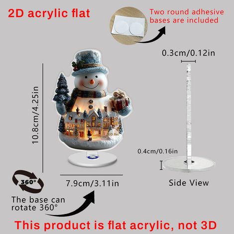Décoration de Noël grande roue et maison enneigée, figurine acrylique 2D rotative à 360°, ambiance chaleureuse, cadeau de fête2pcs (1/4)