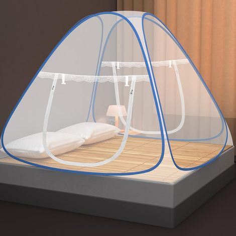 Mosquitera plegable con forma de cúpula, 2 m x 2 m x 1,5 m, con cremallera de doble puerta, cortina portátil para tienda de campaña. (1/5)