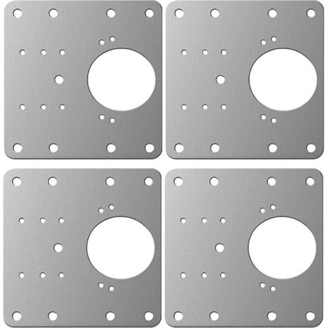 Piastra di riparazione per cerniere di mobili, 9 x 9 cm, acciaio inox, confezione da 4 (1/5)