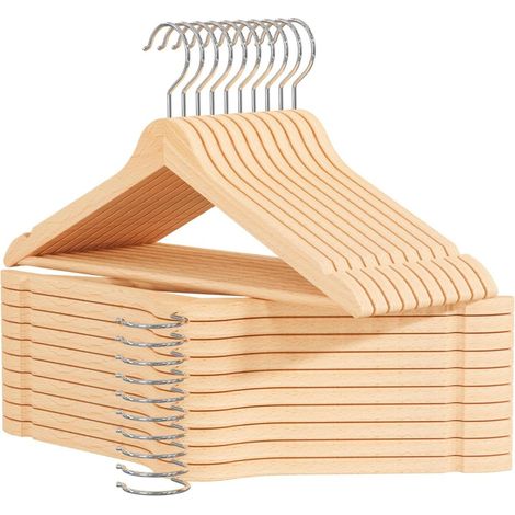 Cintre En Bois - 44,5 Cm - Crochet Pivotant 360° - Épaules Moulées - Lot De 20 (1/5)