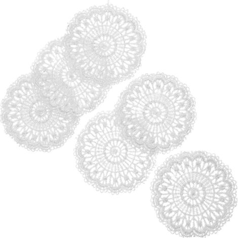 Sets de table en dentelle blanche pour maison de poupée, 6 pièces, pour décoration de table miniature. (1/5)