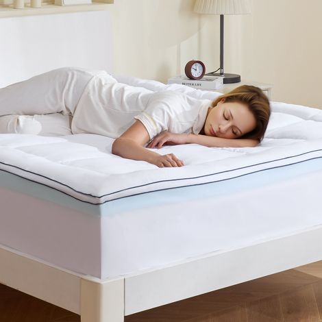 Surmatelas Mousse Mémoire de Forme Rembourrage en Fibre Épaisseur 1524x2032x76,2 mm (1/5)