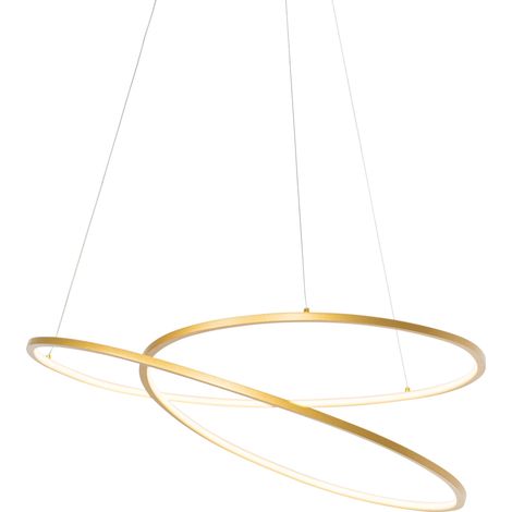 QAZQA Lampada a sospensione rowan - Design - Acciaio,Alluminio,Plastico - Oro/Ottone - Tondo (non sostituibile) LED Max. 1 x 40 Watt