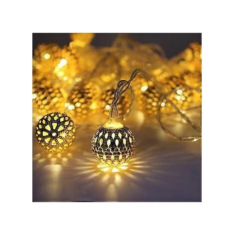Marokkanische Lichterkette, batteriebetrieben, 40 goldene LED-Kugellichter mit Timer, warmweißes Licht, ideal für Hochzeiten, Feiertage, Geburtstage und als Dekoration.