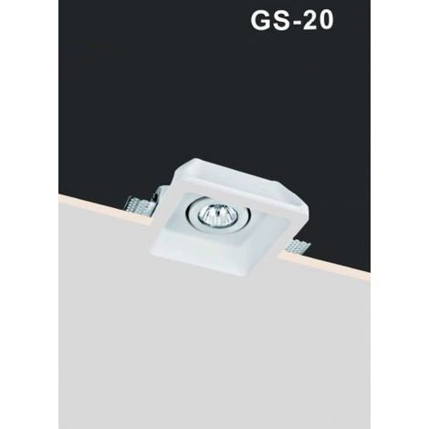 TRADE SHOP - Porta Faretto In Gesso Orientabile Da Incasso Verniciabile Quadrato Gu10 Gs-20 - (1/3)