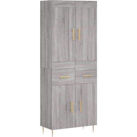 vidaXL Aparador alto madera contrachapada gris sonoma 69,5x34x180 cm (1/5)