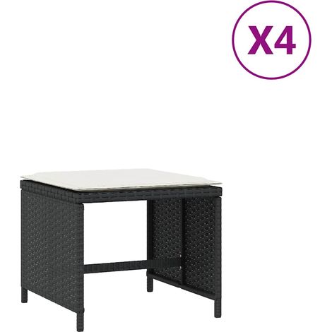 Maison Exclusive - Sgabelli da Giardino con Cuscini 4pz Neri 41x41x36cm Polyrattan