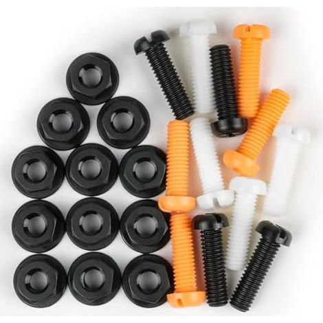 Kit de vis et écrous pour plaque d'immatriculation, 12 jeux de 24 pièces en plastique, fixation de plaque auto/moto, couleurs mélangées blanc noir orange. (1/5)