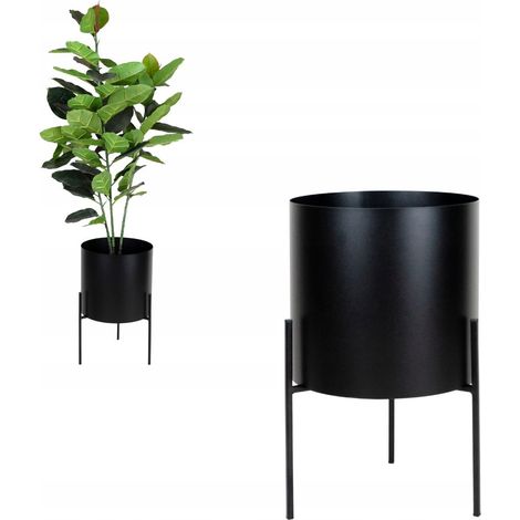 Cache-pot de fleurs en métal noir Loft Esson L 27x27x40 (1/5)