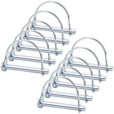 10pcs Axe de verrouillage de broche de coupleur de sécurité, axe de verrouillage Pto de 5/16 pouces avec retenue de fil rond pour jardin de pelouse de remorques agricoles (1/5)