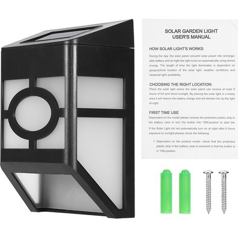 Applique murale solaire avec 2 LED et capteur de luminosité pour l'extérieur, terrasse, couloir et route (1/5)