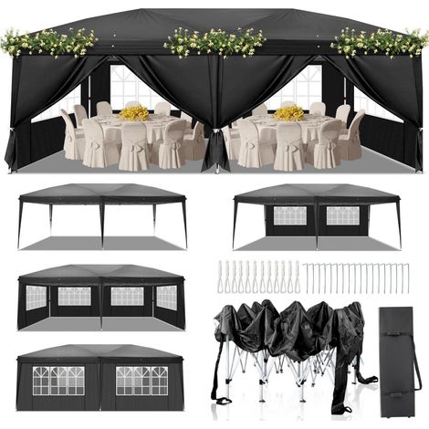 Faltpavillon 3x6m Pop-Up wasserdicht winterfest höhenverstellbar UV Schutz 50+ mit 6 Seitenteilen (1/5)
