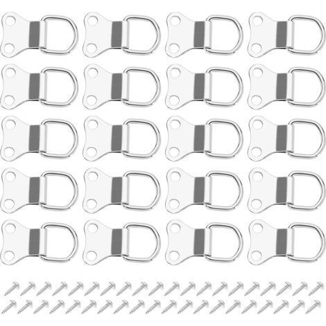 50pcs Crochet de Suspension pour Cadre Photo avec Anneau en D Cintres de Cadre Photo à Double Trou avec Vis Support Mural pour Suspension d'image Plaqué 3.5x2.2cm, Argent (1/5)
