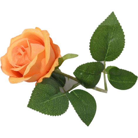 Roses artificielles en soie orange pour la décoration de votre salon. (1/5)