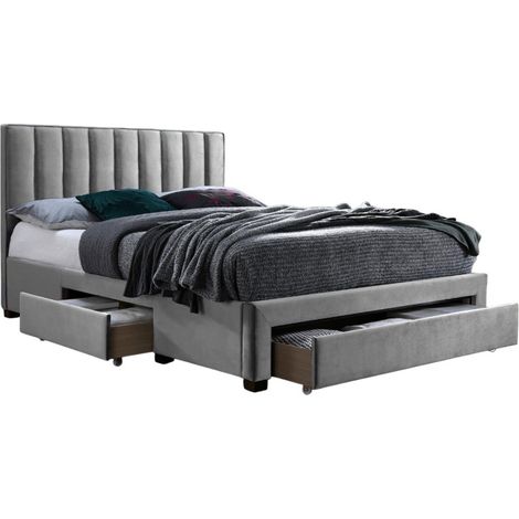 Cama Houston Fides, Gris, Doble, 160x200, Tapiz, Somieres, 165x215x111cm