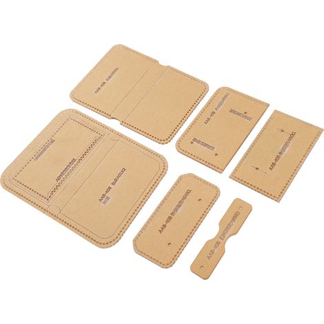 Lot de 6 gabarits acryliques pour porte-monnaie à fermeture éclair, moule à motif en cuir pour bricolage artisanal. (1/5)