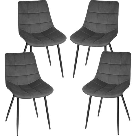 Aqrau Lot de 4 Chaises de Salle à Manger Siège en Velours, Chaise Rembourrée, Chaise Cuisine à Manger Confortable et Durable - Gris foncé (1/5)