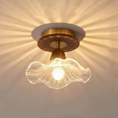 Lustre moderne soufflé à la main, adapté à la chambre à coucher, au salon, [noyer + transparent], lumière chaude, 220V, culot E27 (1/5)