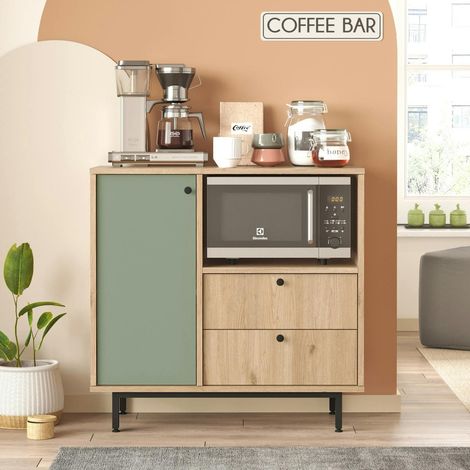 Buffet de cuisine niche micro-ondes et 1 porte sauge JENA