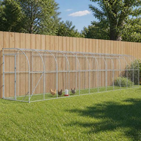 vidaXL Poulailler contre le mur Argenté 600 x 150 x 215 cm (1/5)