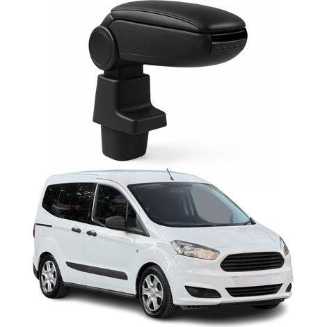 OMAC Accoudoir pour Ford Transit Tourneo Courier 2014-2024 - Snap-On - ABS + Simili Cuir - Aucune Perçage ou Installation - Installation Facile Noir (1/5)