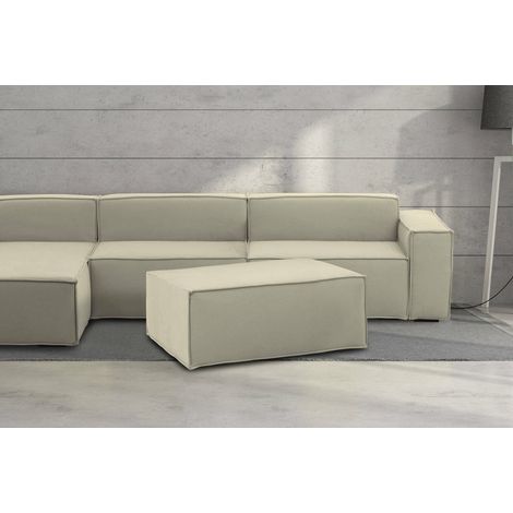 Talamo Italia Puff Antonella, Otomana de la sala de estar, 100% Made in Italy, Sillón relax en tela tapizada, Cm 100x70h43, Beige, con embalaje reforzado (1/5)
