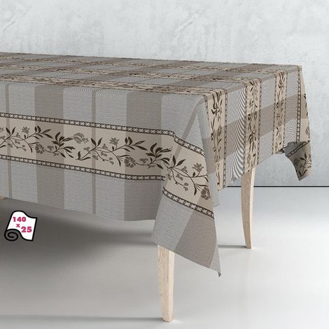 Rollo de hule mantel beige-marrón 1,40 x 25 m