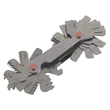 Stainless Steel Thread Measuring Gauge, Screw Gauge with 52 Blades Centre Gage 55° and 60° Pitch Gauge (Metric + Imperial) (1/5)