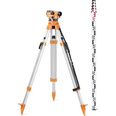 Geo Fennel – Pack niveau optique N32 SET – Grossissement 32x – Trépied alu et mire 4 m – Pour nivellement et alignement précis – 200532