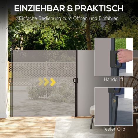 Store enroulable latérale, pare-vue extensible, aluminium/polyester, 3 x 1,4 m, gris clair (1/5)