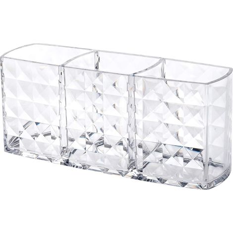 Support Pour Brosse À Maquillage - Organiseur Acrylique Transparent Avec 3 Compartiments - Pour Crayon Sourcils Et Liner - 1 Pièce (1/5)