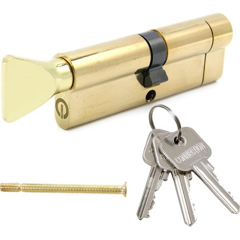 Cilindro de cerradura antirrobo con pomo, tres llaves, diferentes tamaños, apto para todo tipo de puertas ((70mm), latón) (1/4)