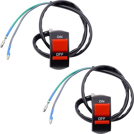Lot de 2 boutons poussoirs universels pour guidon de moto - 22 mm - Interrupteur marche/arrêt - Pour éclairage LED de moto (1/5)