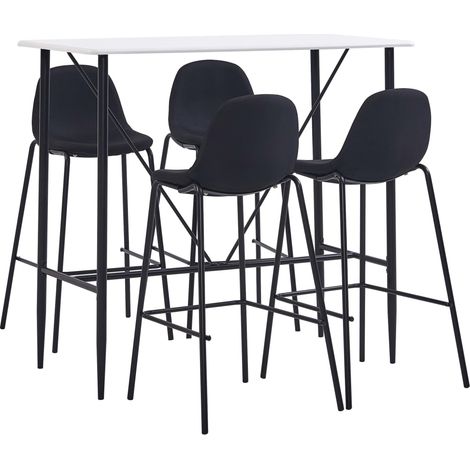 Juego de mesa alta y taburetes 5 piezas tela negra
